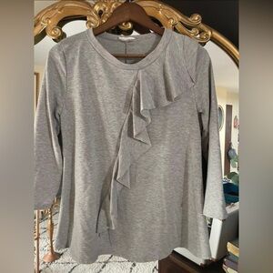 Women’s Long Sleeve Gray Ruffle Sweater